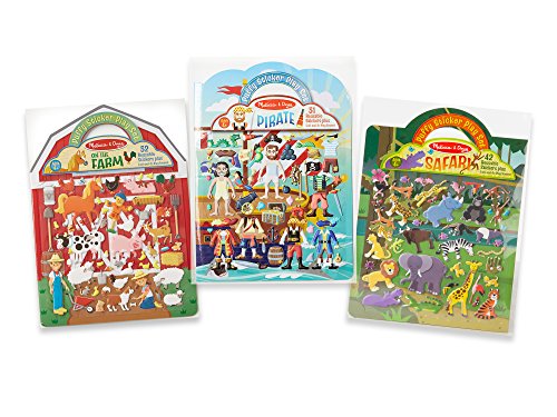 Melissa and Doug Puffy Sticker Play Sets - Safari, Pirate, On the Farm - Reusable Dress Up Doll Stickers, Restickable Puffy Sticker Book For Kids Ages 4+