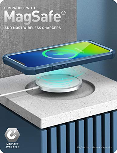 i-Blason Ares Series Designed for iPhone 12 Mini Case (2020), Dual Layer Rugged Clear Bumper Case with Built-in Screen Protector (Blue)