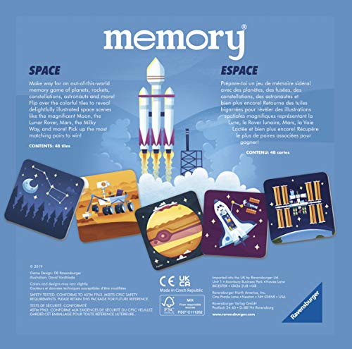 Ravensburger Space Memory Game for Boys and Girls Age 3 and Up! - A Fun and Fast Cosmic Matching Game (20424)