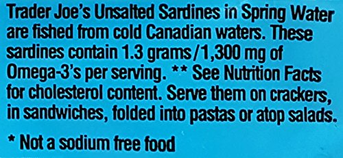 Unsalted Sardines in Spring Water, (Pack of 6), 3.75 oz Tin - Trader Joe's