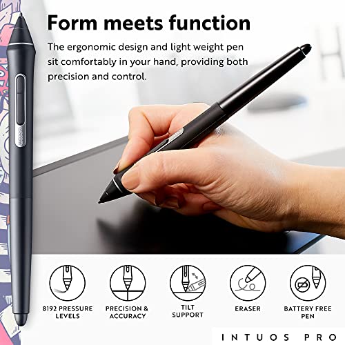 Wacom Intuos Pro Large Bluetooth Graphics Drawing Tablet, 8 Customizable ExpressKeys 8192 Pressure Sensitive Pro Pen 2 Included, Compatible with Mac OS and Windows