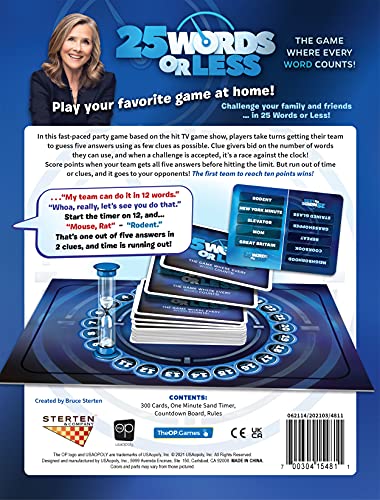 25 Words or Less | Fast-Paced Word Game | Friends and Family Board Game | Based on Popular TV Game Show with Meredith Vieira