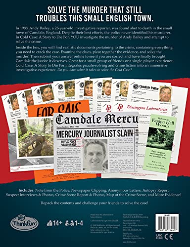 Think Fun Cold Case: A Story to Die for– A Murder Mystery Game in a Box for Ages 14 and Up