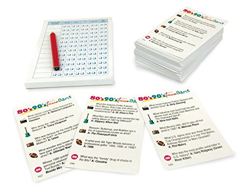 80’s 90’s Trivia Party Game (Amazon Exclusive) – contains 1,000 questions - 2 or more players for ages 12 and up by Outset Media. Blue, Purple, Yellow, 7' Width x 9' height x 2.75' Depth