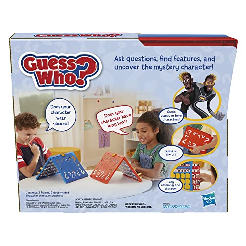 Guess Who? Original, Easy to Load Frame, Double-Sided Character Sheet, 2 Player Board Games for Kids, Guessing Games for Families, Ages 6 and Up