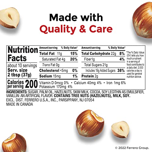 Nutella Hazelnut Spread with Cocoa for Breakfast, 13 oz Jar