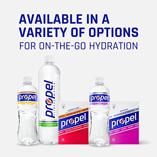Propel Powder Packets 4 Flavor Variety Pack With Electrolytes, Vitamins and No Sugar 10 Count (Pack of 5) (Packaging May Vary)