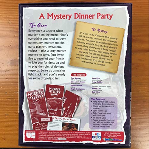 University Games Murder Mystery Party - A Taste for Wine and Murder, Multicolor (33202)