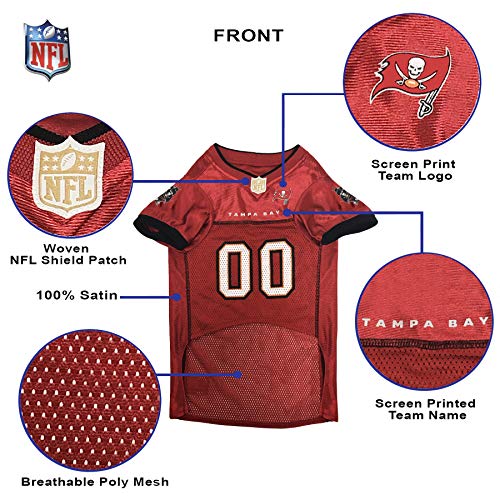 NFL Tampa Bay Buccaneers Dog Jersey, Size: Small. Best Football Jersey Costume for Dogs and Cats. Licensed Jersey Shirt.