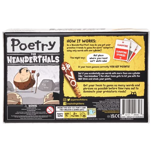Poetry for Neanderthals by Exploding Kittens LLC - Family Card Game for Adults, Teens and Kids , White