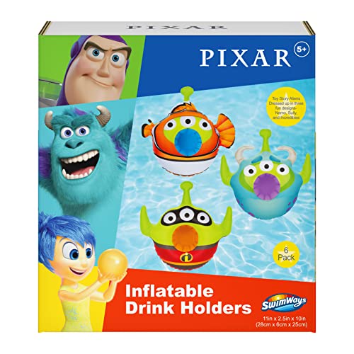 SwimWays Disney Pixar Inflatable Floating Pool Drink Holders, Toy Story Alien Mash-Up (6 Pack)