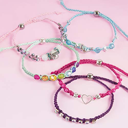Make It Real: Rainbow Bling Bracelets Kit - Create 5 Unique Cord Charm Bracelets, 82 Pieces, Includes Play Tray, All-in-One, DIY Kit, Tweens and Girls, Arts and Crafts, Kids Ages 8+