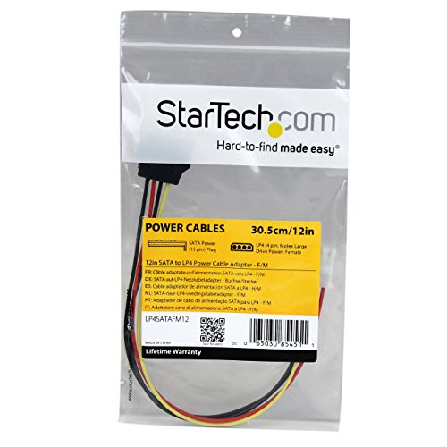 StarTech.com 12in SATA to LP4 Power Cable Adapter F/M - SATA to LP4 Power Adapter - SATA Female to LP4 Male Power Cable - 12 inch (LP4SATAFM12)