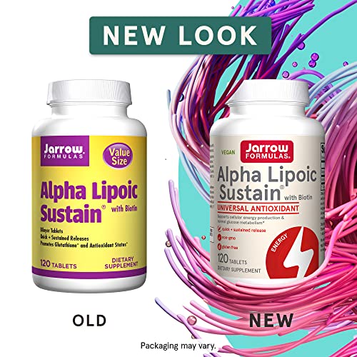Jarrow Formulas Alpha Lipoic Sustain 300 mg - Antioxidant + Biotin - Glucose Metabolism and Energy Production Support - Releases ALA Over Longer Period - Up to 120 Servings (PACKAGING MAY VARY)