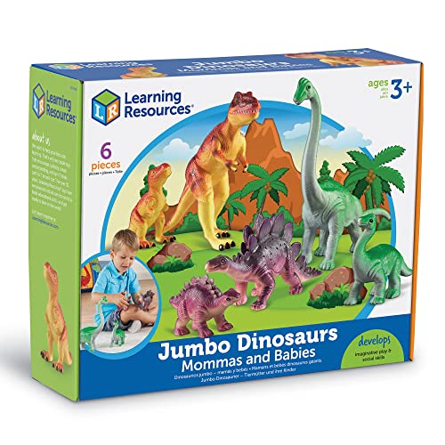 Learning Resources Jumbo Dinosaurs Mommas and Babies - 6 Pieces, Ages 3+ Dinosaurs for Toddlers, Dinosaurs Action Figure Toys, Kids' Play Dinosaur and Prehistoric Creature Figures