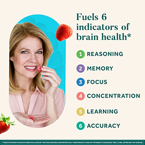 NEURIVA Plus Brain Supplement for Memory,Focus and Concentration+Cognitive Function with Vitamins B6 and B12 and Clinically Tested Nootropics Phosphatidylserine and Neurofactor,50ct Strawberry Gummies