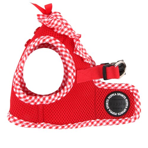 Puppia Vivien Vest Dog Harness Step-in All Season Mesh Cute No Pull No Choke Walking Training for Small Dog, Red, Small
