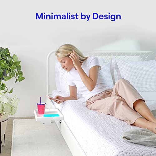 BedShelfie Bedside Shelf for Bed Bunk Bed Shelf for Top Bunk College Dorm Room Essentials Dorm Original Bed Shelf Bed Side Table Tray Shelfie Clip On Table Tray Caddy Nightstand (Original Wood, White)