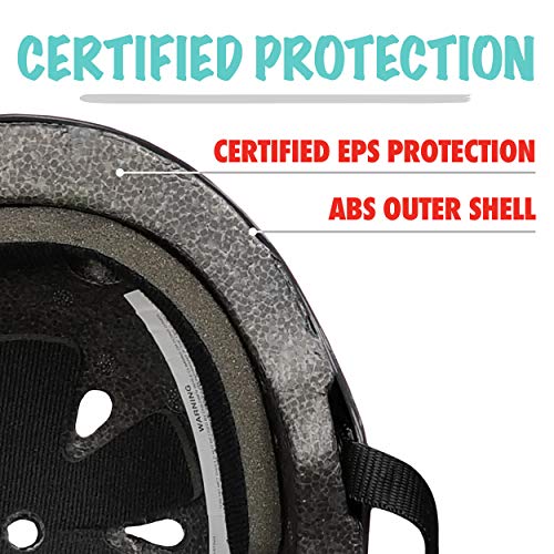 Wipeout Dry Erase Kids Helmet for Bike, Skate, and Scooter, Black, Ages 5+ (WP4002)