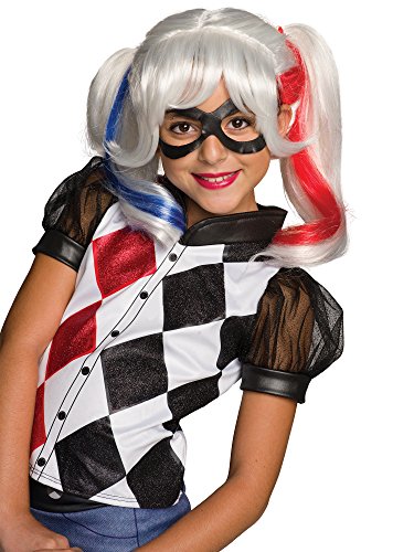 Rubie's Costume Girls DC Super Hero Harley Quinn Wig , White