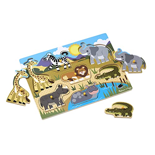 Melissa and Doug Safari Wooden Peg Puzzle (7 pcs)