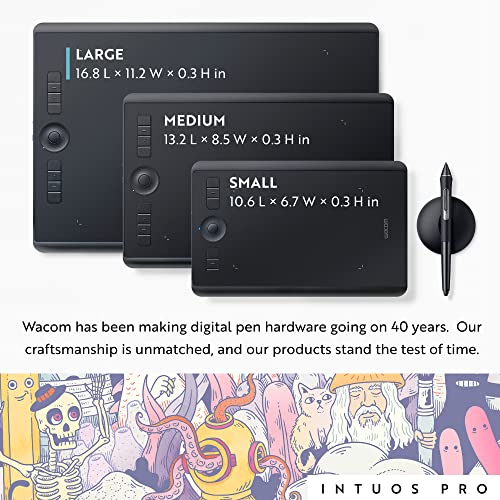 Wacom Intuos Pro Large Bluetooth Graphics Drawing Tablet, 8 Customizable ExpressKeys 8192 Pressure Sensitive Pro Pen 2 Included, Compatible with Mac OS and Windows