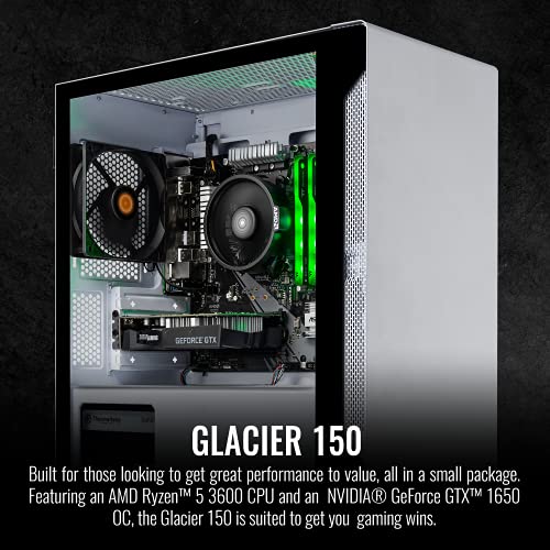 Thermaltake Glacier 150 Gaming PC (AMD Ryzen 5 3600, GTX 1650 OC, 16GB RGB 3200Mhz DDR4 ToughRAM Z-ONE RGB Memory, 500GB SSD, WiFi, Win 10 Home) Gaming Desktop Computer S1WT-B450-G15-LCS