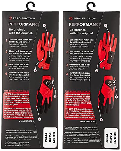 Zero Friction Male Men's Compression-Fit Synthetic Golf Glove (2 Pack), Universal Fit Black/Lime, One Size (GL00107)