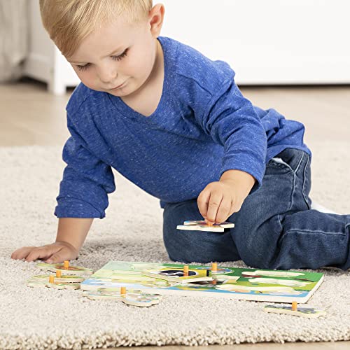Melissa and Doug World of Animals Wooden Peg Puzzles Set - Pets, Farm, and Safari