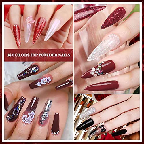 30Pcs Dip Powder Nail Kit Starter-Morovan 18 Colors Dip Powder Pure Glitter Nail Dipping Powder Set with Electric Nail Drill Machine Dipping Powder for Beginners or Professional DIY at Home