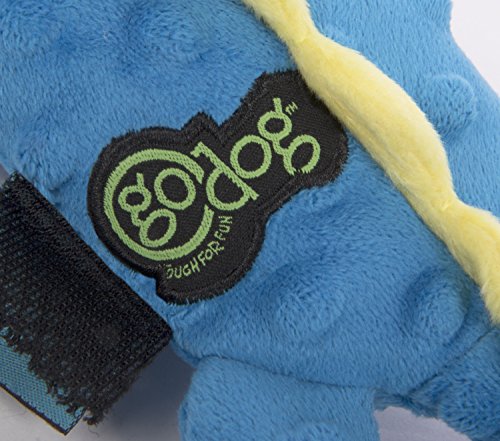 goDog Bubble Plush Skinny Dragons Squeaky Plush Dog Toy, Chew Guard Technology - Blue, Large
