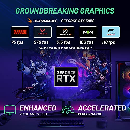 Skytech Nebula Gaming PC Desktop – Intel Core i3 12100F 3.3 GHz, NVIDIA RTX 3050, 500GB NVME SSD, 16GB DDR4 RAM 3200, 600W Gold PSU, Wi-Fi, Windows 11 Home 64-bit