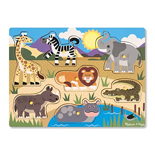 Melissa and Doug Safari Wooden Peg Puzzle (7 pcs)