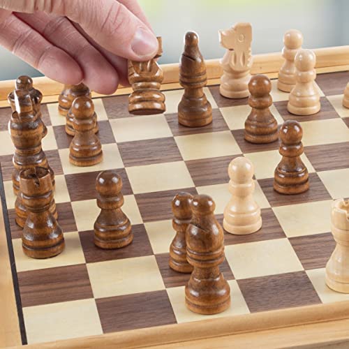 Hey! Play! Deluxe 7-in-1 Game Set - Chess - Backgammon Etc, Brown (12-2072)