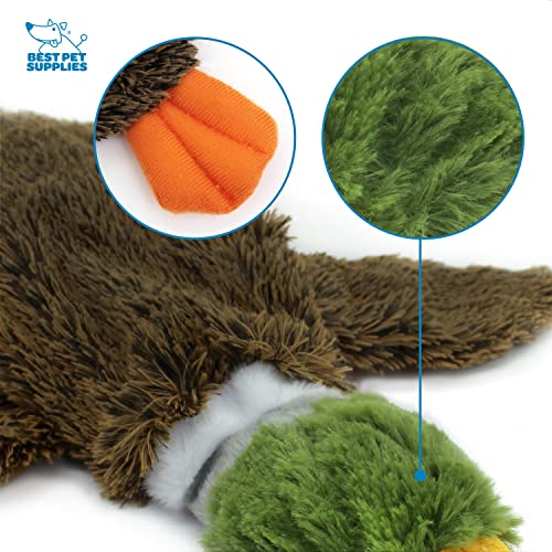Best Pet Supplies 2-in-1 Stuffless Squeaky Dog Toys with Soft, Durable Fabric for Small, Medium, and Large Pets, No Stuffing for Indoor Play, Holds a Plastic Bottle - 1Wild Duck, Medium