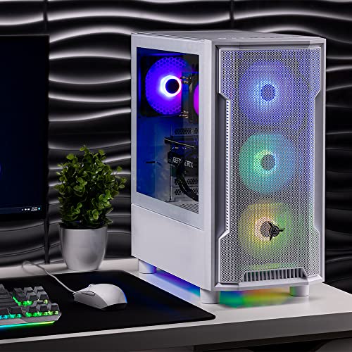 Skytech Archangel Gaming PC Desktop – AMD Ryzen 5 5600X 3.7 GHz, NVIDIA RTX 3060 Ti, 1TB NVME SSD, 16GB DDR4 RAM 3200, 600W Gold PSU, 11AC Wi-Fi, Windows 11 Home 64-bit