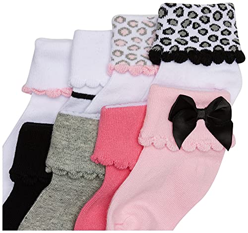 Luvable Friends Unisex Baby Fun Essential Socks, Pink Gray, 12-24 Months