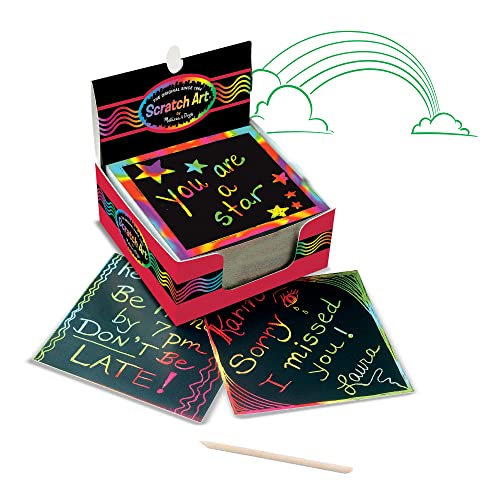 Melissa and Doug Scratch Art Rainbow Mini Notes (125) With Wooden Stylus - Color Scratch Art Mini Notes, Party Favors, Stocking Stuffers, Arts And Crafts For Kids