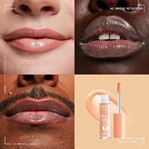 NYX PROFESSIONAL MAKEUP This Is Milky Gloss, Lip Gloss with 12 Hour Hydration, Vegan - Milk and Hunny (Honey Nude)