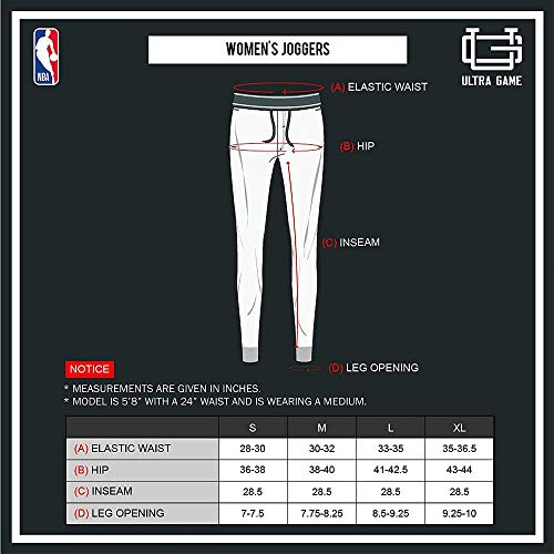Ultra Game NBA Toronto Raptors Womens Jogger Pants Active Basic Fleece Sweatpants , Heather Gray, Medium