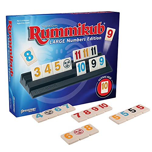 Pressman Rummikub Large Numbers Edition - The Original Rummy Tile Game Blue, 5'