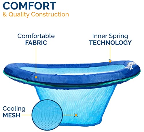 SwimWays Spring Float Papasan Pool Lounger with Hyper-Flate Valve, Inflatable Pool Float, Blue