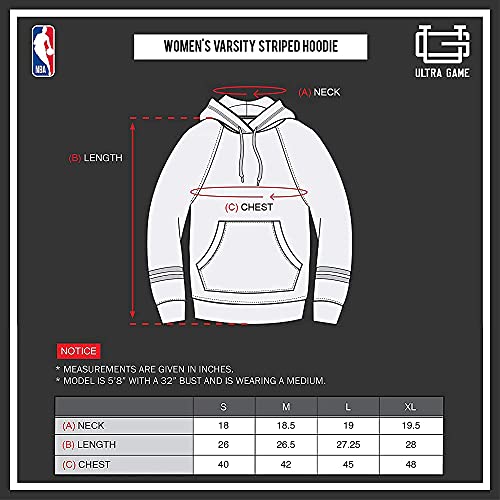 Ultra Game NBA Oklahoma City Thunder Womens Soft Fleece Pullover Hoodie Sweatshirt With Varsity Stripe, Heather Gray, Medium