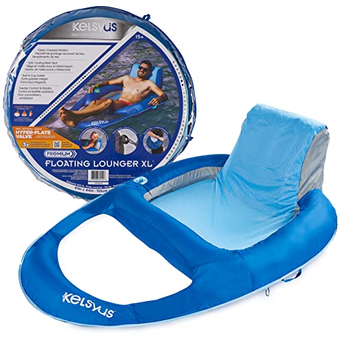 Kelsyus Premium Floating Lounger XL with Fast Inflation, Inflatable Recliner Chair, Lake and Pool Float for Adults with Cup Holder, Amazon Exclusive