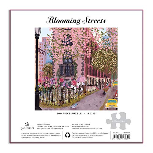 Blooming Streets 500 Piece Puzzle from Galison - Beautifully Illustrated Jigsaw Puzzle of a Local NYC Street, Fun and Challenging, Unique Gift Idea