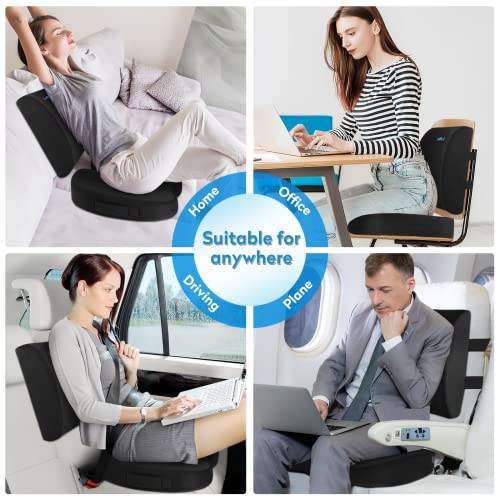 CloudBliss Seat Cushion,Office Chair Cushion,Car Seat Cushion,Lumbar Support Pillow for Office Chair,Back Support Memory Foam Pillow Coccyx Cushion for Tailbone Pain,Sciatica and Back Pain Relief -Black