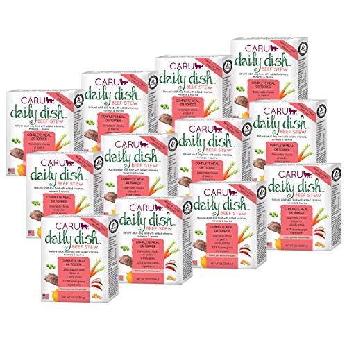 Caru Daily Dish Beef Stew, Natural Adult Wet Dog Food with Real Chunks of Beef, with Added Vitamins and Minerals, Non-GMO Ingredients (12.5 oz) - 12 Pack