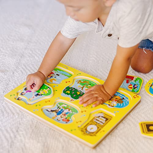 Melissa and Doug Sing-Along Nursery Rhymes Sound Puzzle - Wooden Peg Puzzle (8 pcs)