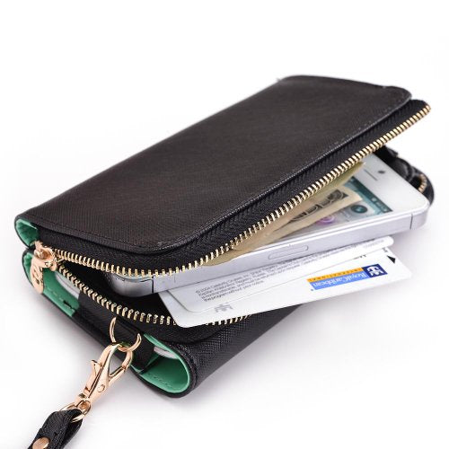 Kroo Clutch Wallet with Wristlet and Crossbody Strap for 5' Smartphone - Mint Green