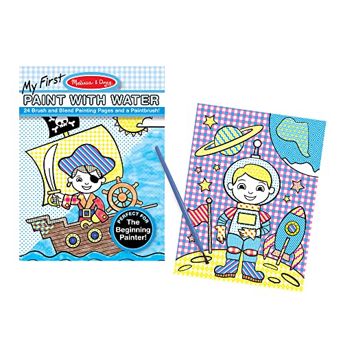 Melissa and Doug My First Paint With Water Kids' Art Pad With Paintbrush - Pirates, Space, Construction, and More